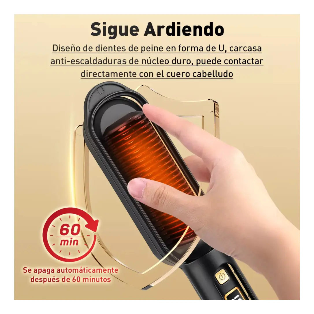 Cepillo Alisador Eléctrico con Temperatura Ajustable