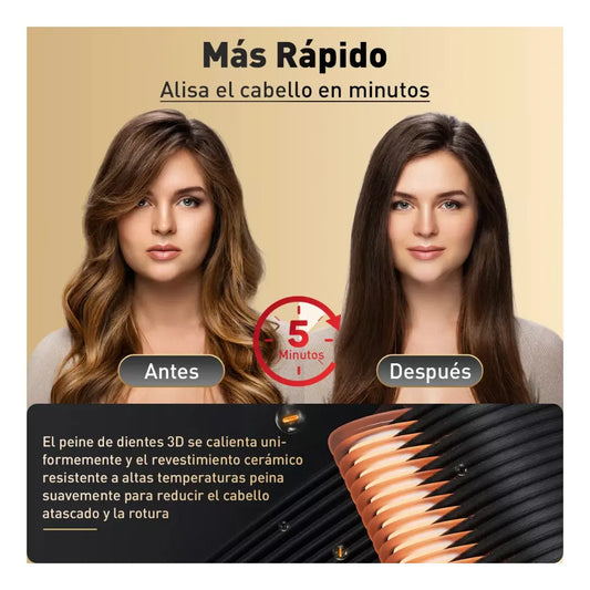 Cepillo Alisador Eléctrico con Temperatura Ajustable